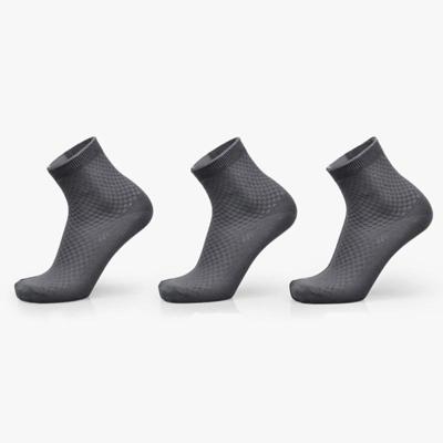 3 paren van bamboe Fiber mannen dubbele naald donkere bloem kleine vierkante sectie Business Tube sokken (Iron Grey)