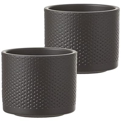 Mica Decorations era pot donkergrijs relief 10x12cm Mica Decorations era pot donkergrijs relief 10x12cm