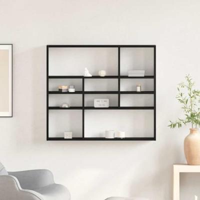 Wandschap 90x16x78 cm bewerkt hout zwart eikenkleur Wandschap 90x16x78 cm bewerkt hout zwart eikenkleur