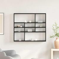 Wandschap 90x16x78 cm bewerkt hout zwart eikenkleur - thumbnail