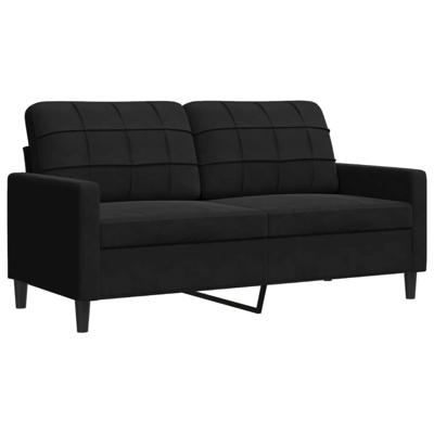 3-delige Loungeset met kussens fluweel zwart - thumbnail