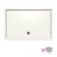 Douchebak Xenz Mariana | 120x80x4 cm | Incl.Afvoersifon-Chroom | Acryl | Rechthoekig | Wit mat - thumbnail