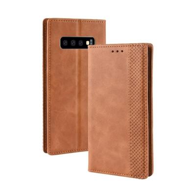 Magnetische Buckle retro textuur horizontale Flip lederen case voor Galaxy S10 met houder & kaartsleuven & portemonnee (bruin) Magnetische Buckle retro textuur horizontale Flip lederen case voor Galaxy S10 met houder & kaartsleuven & portemonnee (bruin)