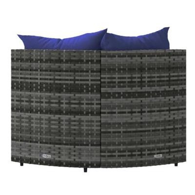 Tuinhoekbanken met kussens 2 st poly rattan grijs - thumbnail