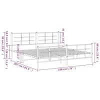Bedframe met hoofd- en voeteneinde metaal zwart 193x203 cm - thumbnail