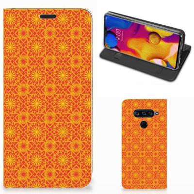 LG V40 Thinq | Hoesje met Magneet | Batik Oranje