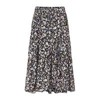 PIECES gebloemde midi rok PCDUA HW MIDI SKIRT D2D BC zwart/lila - thumbnail