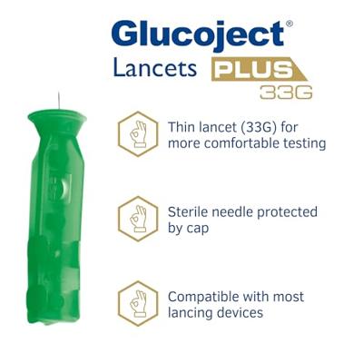 Glucoject Lancets Plus 33g 100 44121