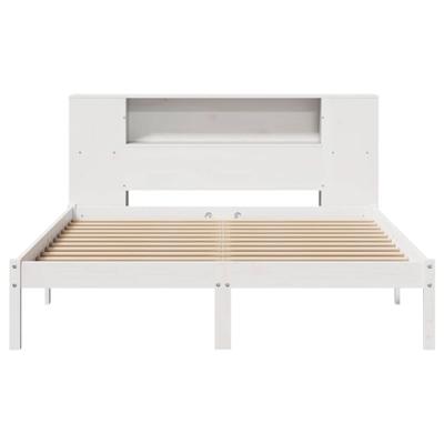 Bed met boekenkast zonder matras grenenhout wit 150x200 cm