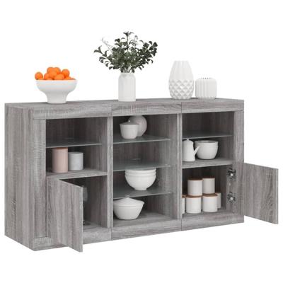 Dressoir met LED-verlichting 123x37x67 cm grijs sonoma eiken