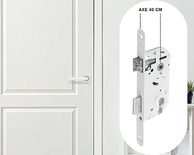 Serratura da incasso foro cilindro - YALE - Y50R-A40/B - Asse 40 mm, cassa 135 mm - Scrocco reversibile, Testa tonda - Bianco