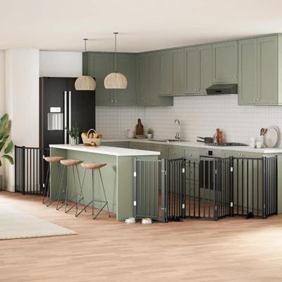 Hondenhek inklapbaar 9 panelen 450 cm populierenhout zwart