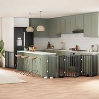 Hondenhek inklapbaar 9 panelen 450 cm populierenhout zwart - thumbnail