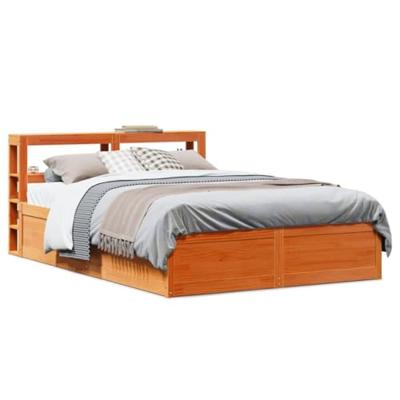 Bedframe met hoofdbord massief grenenhout wasbruin 120x200 cm