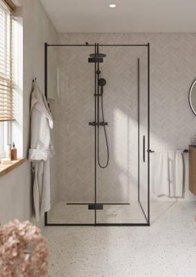 Saqu Grace douchecabine met draaideur links incl. antikalk 120x90x210cm mat zwart