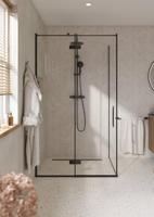 Saqu Grace douchecabine met draaideur links incl. antikalk 120x90x210cm mat zwart - thumbnail