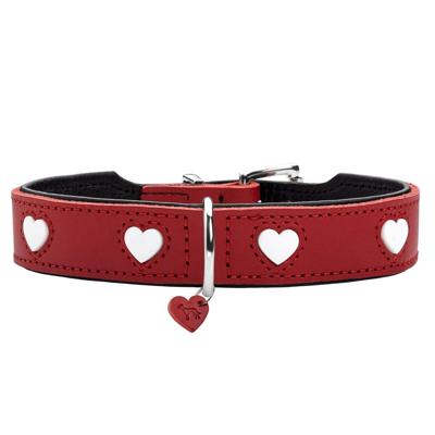 HUNTER Hondenhalsband Love, rood-wit, Maat: 60