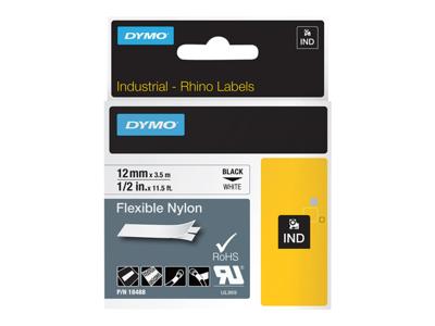 Labeltape DYMO IND RHINO 18758 Nylon Tapekleur: Wit Tekstkleur:Zwart 12 mm 3.5 m