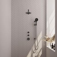 Regendoucheset Inbouw Brauer Gunmetal Edition Thermostatisch 20 cm met Wandarm, Glijstang en Handdouche 3-Standen Losse Stopkranen Geborsteld Gunmetal - thumbnail