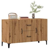 Dressoir 100x36x60 cm bewerkt hout artisanaal eikenkleurig - thumbnail
