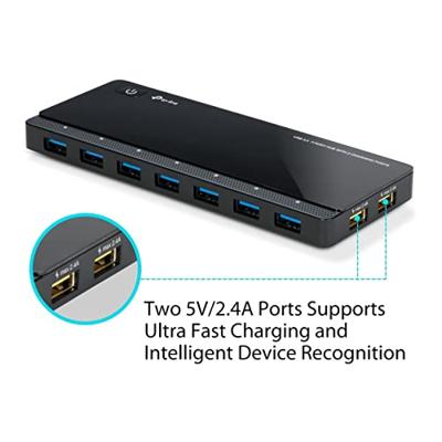 TP-LINK UH720 7 + 2 poorten USB-hub Met snellaadpoort Zwart
