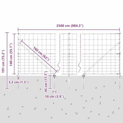 Weidehekwerk Zilver 25 x 1.4 m Gegalvaniseerd staal