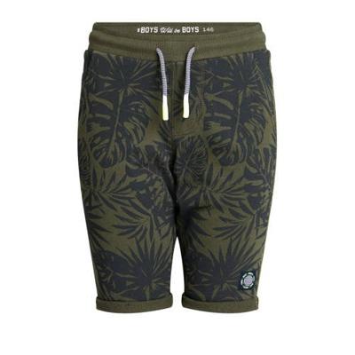WE Fashion slim fit sweatshort met bladprint legergroen WE Fashion slim fit sweatshort met bladprint legergroen