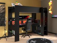 Hoogslaper GAMER 90x200 cm zwart - thumbnail