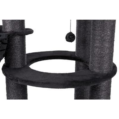 TRIXIE Filippo Kattentoren, sisal, krabpalen, kattenboom met hangmat, plateau, bed, bungelend kattenspeelgoed, zwart