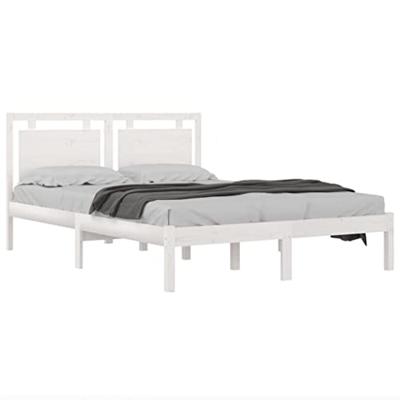 Bedframe massief hout wit 140x190 cm