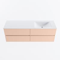 MONDIAZ VICA 150cm badmeubel onderkast Rosee 4 lades. Wastafel CLOUD rechts zonder kraangat, kleur Talc. - thumbnail