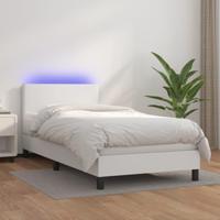Boxspring met matras en LED kunstleer wit 80x200 cm - thumbnail