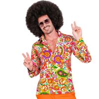 60's Blouse Heren Peace & Paisley Oranje - thumbnail