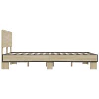 Bedframe bewerkt hout metaal sonoma eikenkleurig 120x200 cm - thumbnail