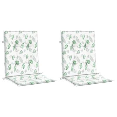 VidaXL Stoelkussens 2 st lage rug stof bladpatroon