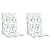 VidaXL Stoelkussens 2 st lage rug stof bladpatroon - thumbnail