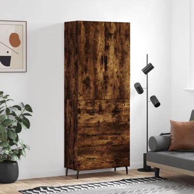 Hoge kast 69,5x34x180 cm bewerkt hout gerookt eikenkleurig