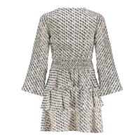 Frankie & Liberty Meisjes jurk - May - Krijt wit / Dusty zand/ Zwart / Honing geel print - thumbnail