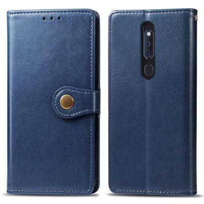 Retro Solid Color Leather Buckle Mobile Phone Protection Leather Case with Lanyard & Photo Frame & Card Slot & Wallet & Bracket Function for OPPO F11