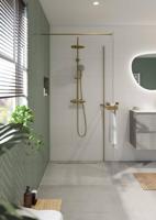 Saqu Modulo inloopdouche incl. antikalk 100x210cm met handdoekhouder geborsteld messing - thumbnail