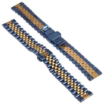 By Qubix - Stalen band - Donkerblauw met goud - Compatible met Garmin Approach S12 / S40 / S42 - Compatible Garmin bandje - Bandbreedte: 20mm