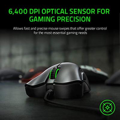 RAZER DeathAdder Essential Ergonomische gaming-muis Kabelgebonden Optisch Zwart 5 Toetsen 6400 dpi Ergonomisch, Verlicht
