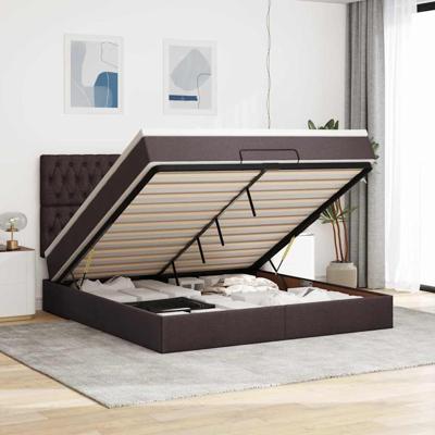 Ottoman bed met matras 160x200cm stof donkerbruin
