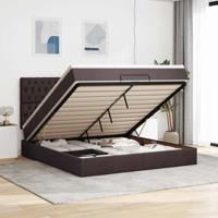Ottoman bed met matras 160x200cm stof donkerbruin - thumbnail