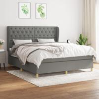 Boxspring met matras stof donkergrijs 160x200 cm - thumbnail