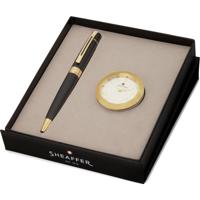 Sheaffer SF-G2932551-1 Balpen 300 M Giftset Glossy Black Chrome Plated + Tafelklok - thumbnail