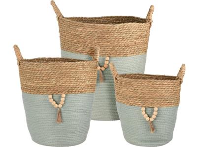 Home & Styling Mandenset 3-delig stro rond Home & Styling Mandenset 3-delig stro rond