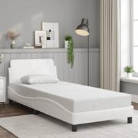 Bedframe met hoofdbord kunstleer wit 90x190 cm - thumbnail