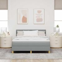 Boxspring Bed met Matras & LED Lichtgrijs 160x200 cm Stof - thumbnail