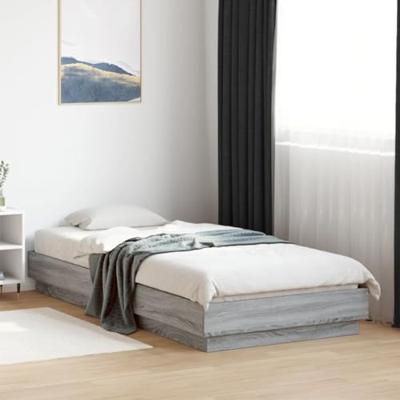Bedframe met LED-verlichting grijs sonoma eikenkleur 100x200 cm